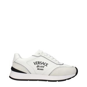 Versace White Leather Athletic Men's Sneakers